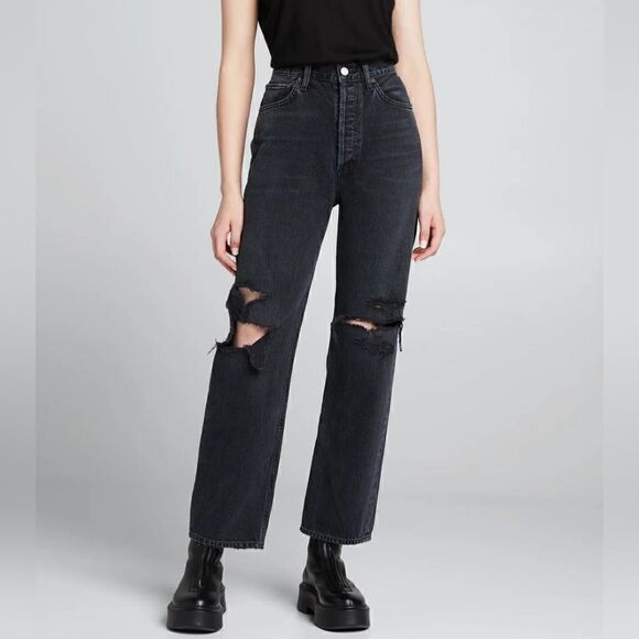 Agolde 90's Mid Rise Straight Leg Distressed Jeans In Vagabond Size 28 NWT - Picture 1 of 14
